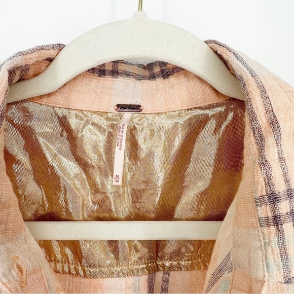 Free People Oversized Cropped Plaid Button Down Shirt - Picture 5 of 8